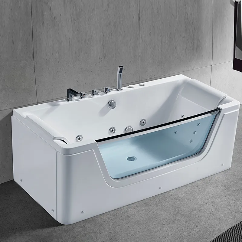 Home Bathroom Jacuzzi Tub - อ่างอาบน้ำอคริลิกอัจฉริยะแบบสองที่นั่งสำหรับผู้ใหญ่ พร้อมระบบนวดด้วยน้ำและขอบกันกระเด็น สำหรับสปาในบ้าน