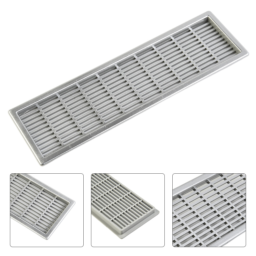 Home Bathroom Ventilation - ตะแกรงระบายอากาศสำหรับประตูห้องน้ำ ตู้เสื้อผ้า รูทรงสี่เหลี่ยม สีเงิน/ดำ 1 ชิ้น