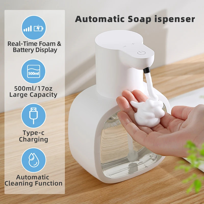 Soap Dispenser Pump - เครื่องจ่ายสบู่โฟมอัตโนมัติแบบติดผนัง รุ่นใหม่ ขนาด 500 มล. แบบเติมได้