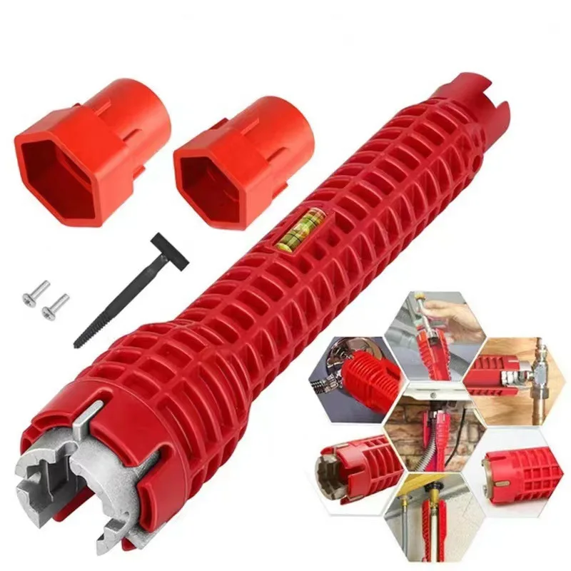 Home Bathroom Plumbing - ประแจหัวก๊อกอ่างล้างหน้าเครื่องมือซ่อมท่อประปา14อิน1ด้ามกันลื่นประแจหัวคู่เครื่องมือเครื่องทำน้ำอุ่นประปาห้องน้ำ