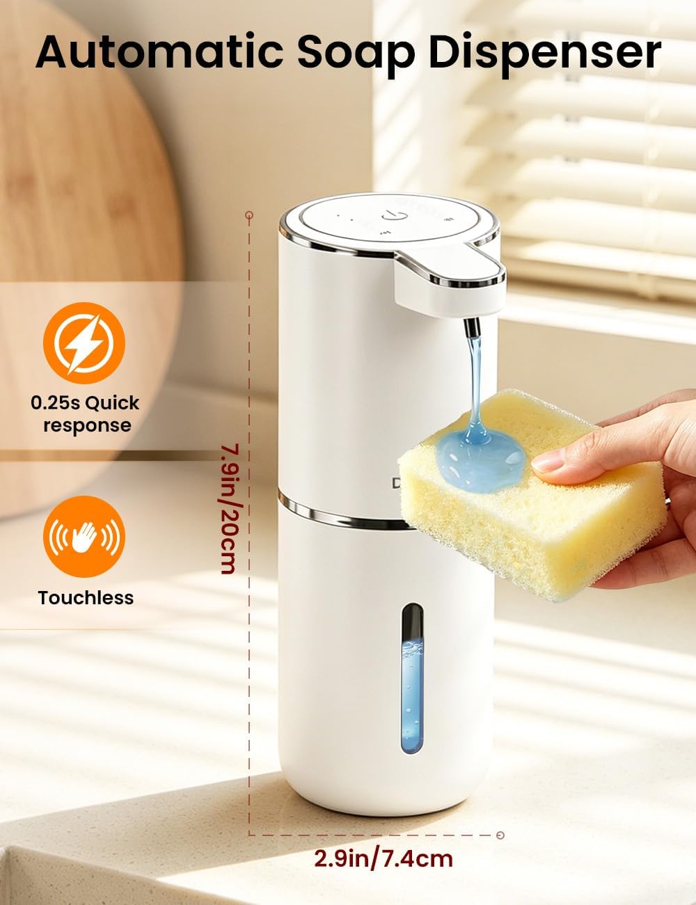 Soap Dispenser Pump - ความจุ 380 มล. พร้อมหน้าจอแสดงผล ปรับระดับโฟม/ของเหลวได้ 4