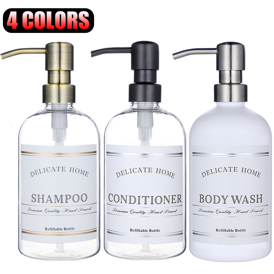Soap Dispenser Pump - ขวดปั๊มสบู่เหลวแบบหรูหราสำหรับห้องน้ำ ขวดพลาสติกสำหรับแชมพู ครีมนวดผม และครีมอาบน้ำ