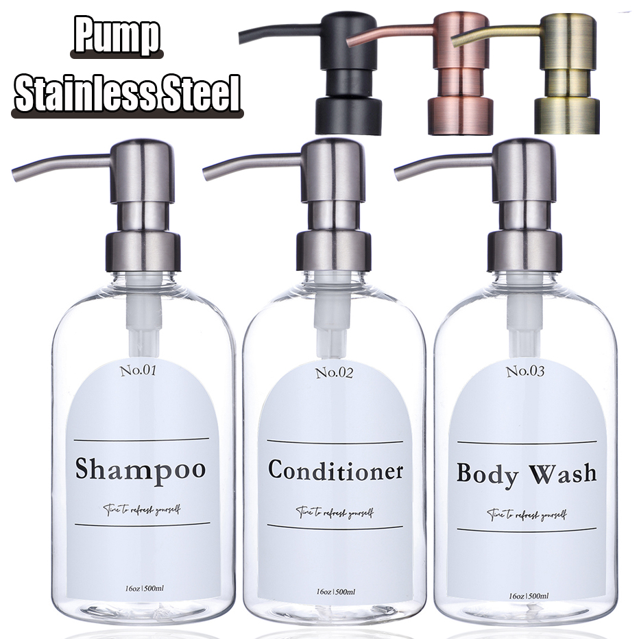 Soap Dispenser Pump - ชุดขวดใส่แชมพู ครีมนวดผม และครีมอาบน้ำ พร้อมหัวปั๊มพลาสติกอย่างดี ขวดใส่สบู่เหลวสำหรับอาบน้ำ