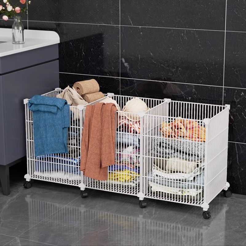 Home Bathroom Ventilation - ‌ ตะกร้าซักผ้าเหล็กเสริมแรง: ตะกร้าใส่ผ้าตาข่ายหนา ระบายอากาศได้ดี สำหรับบ้าน หอพัก