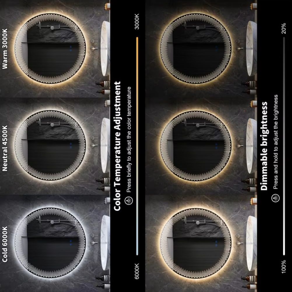 กระจกห้องน้ำ LED ทรงกลม 3 สี ป - Bathroom Mirror Led บทวิจารณ์และราคา