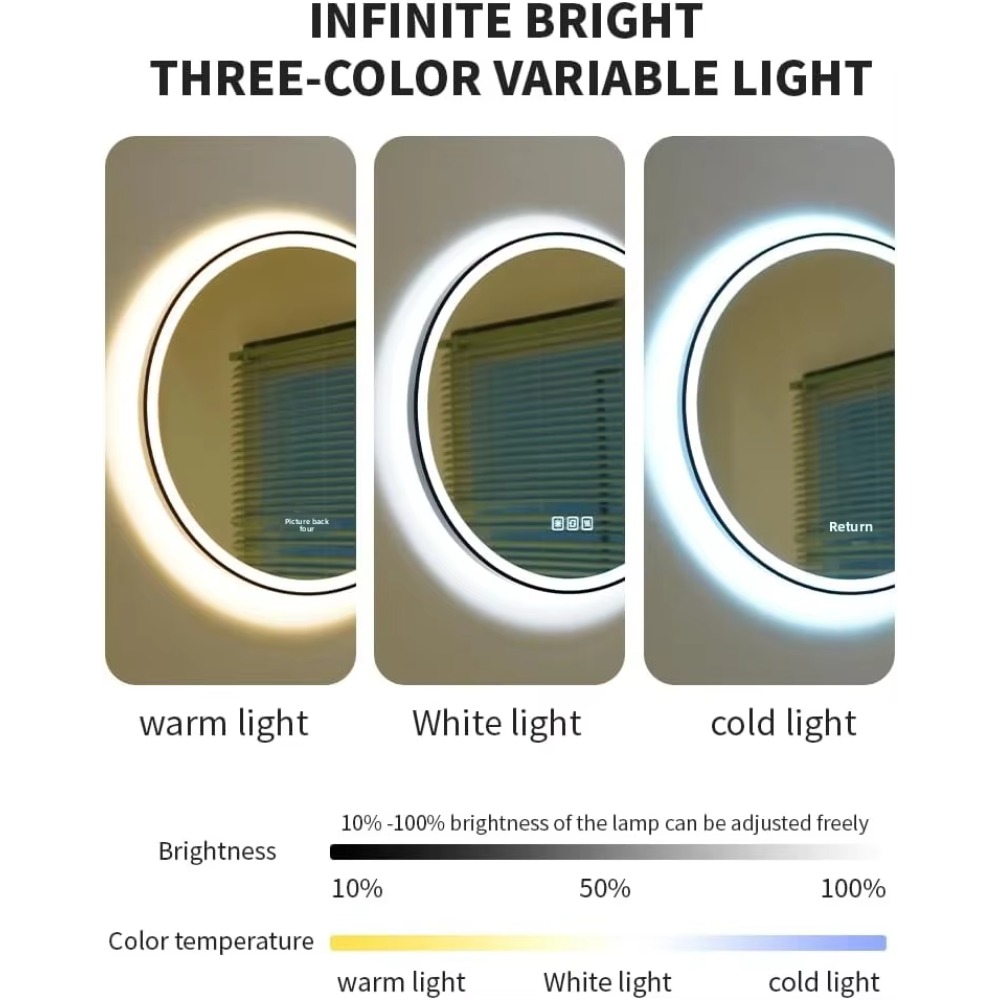 กระจกห้องน้ำอัจฉริยะ LED ทรงกล - Bathroom Mirror Led บทวิจารณ์และราคา