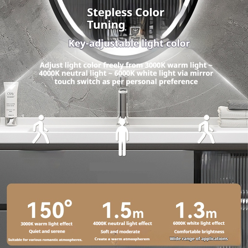 กระจกห้องน้ำ LED รูปวงรีขนาด 1 - Bathroom Mirror Led บทวิจารณ์และราคา