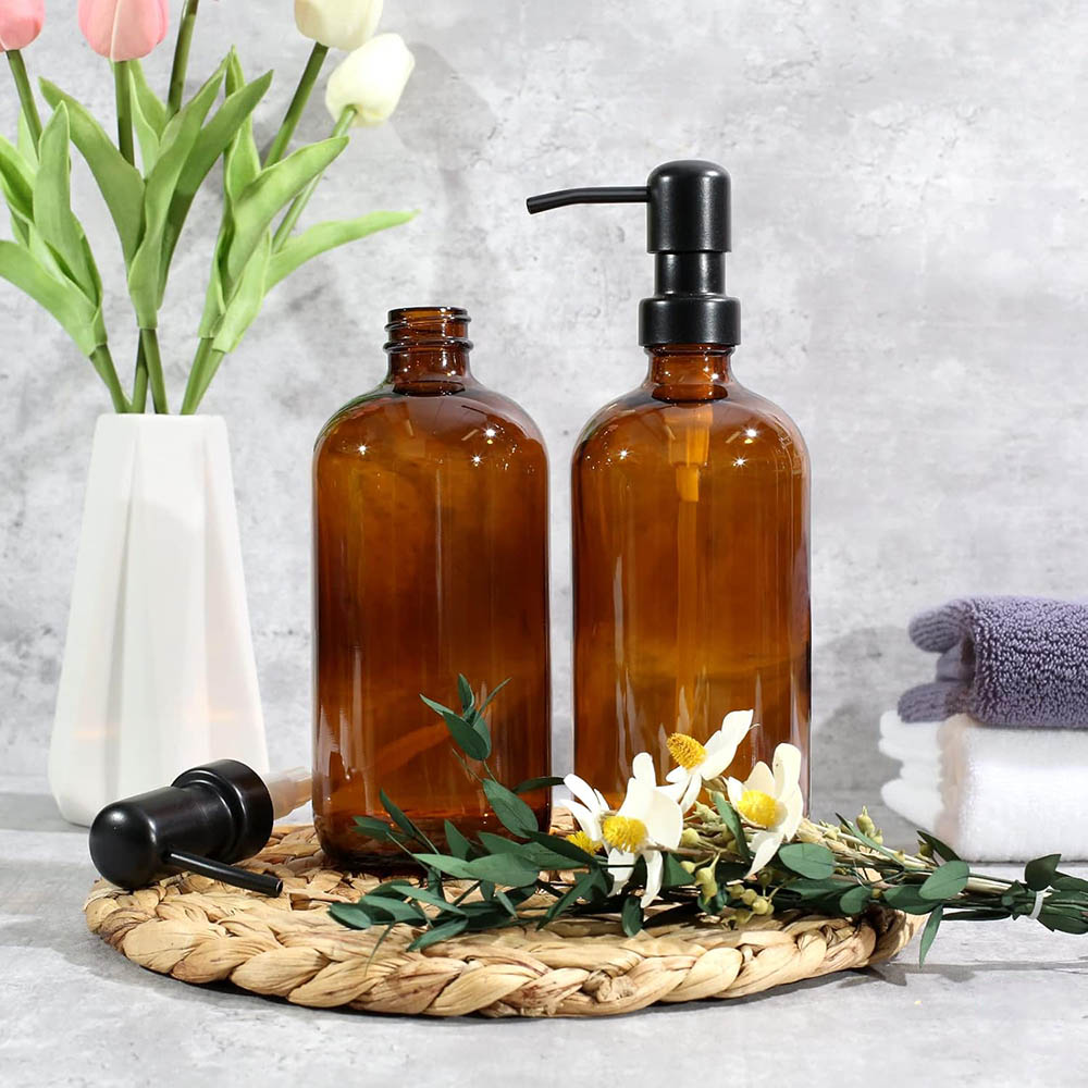 ขวดสบู่แก้วสีเหลืองอำพัน 2 ชิ้ - Soap Dispenser Pump บทวิจารณ์และราคา